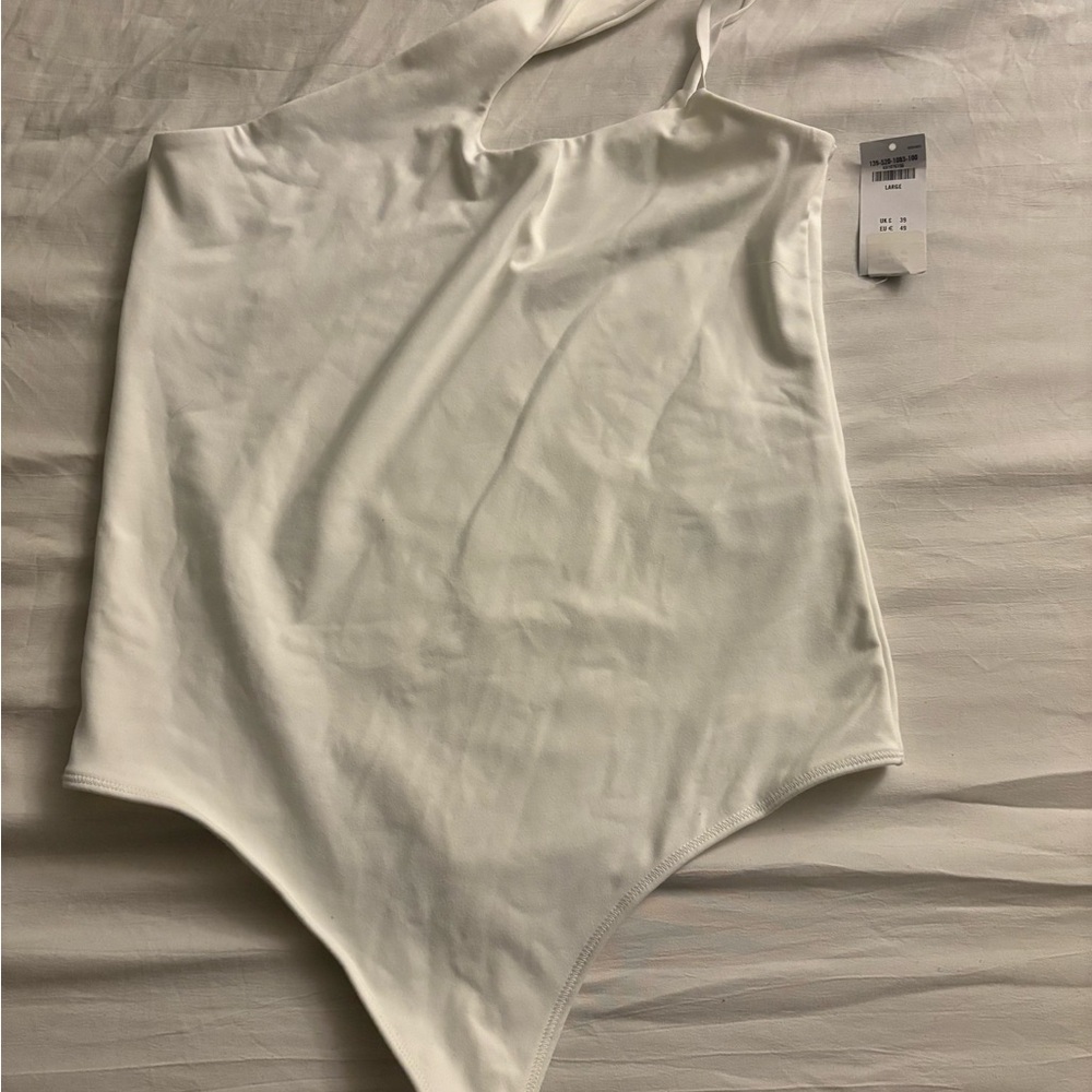 Abercrombie & Fitch White Asymmetrical Bodysuit One Piece